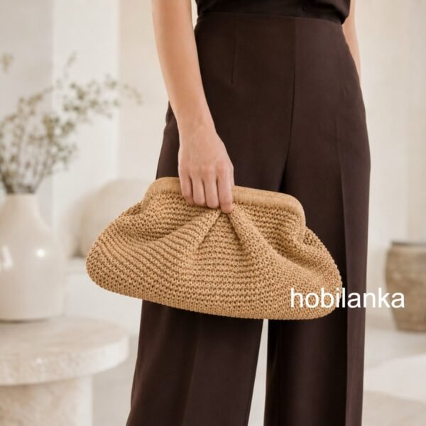 el yapımı hasır burslu clutch çanta