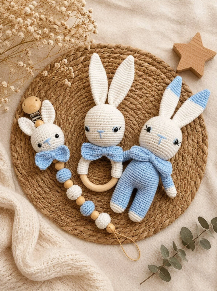 AMİGURUMİ YENİ DOĞAN SET TAVŞAN
