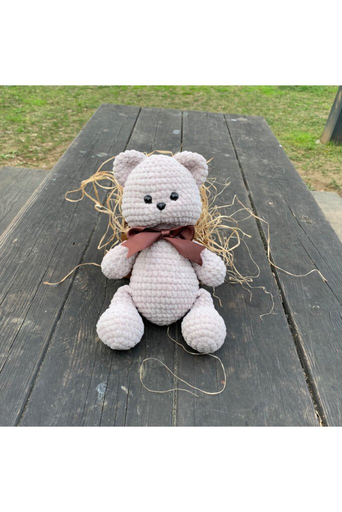 El Yapımı Amigurumi, Doldurulmuş Oyuncak, Tığ İşi Ayı, Yumuşak Oyuncak, Kadife Ayı,30 cm,11,8 inç