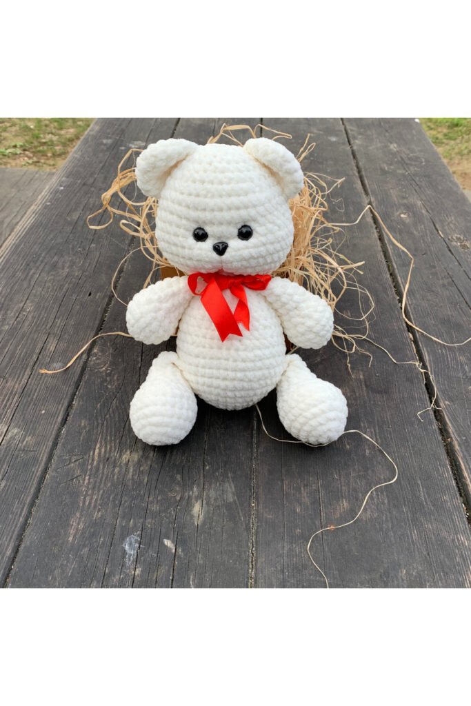 El Yapımı Amigurumi, Doldurulmuş Oyuncak, Tığ İşi Ayı, Yumuşak Oyuncak, Kadife Ayı,30 cm,11,8 inç
